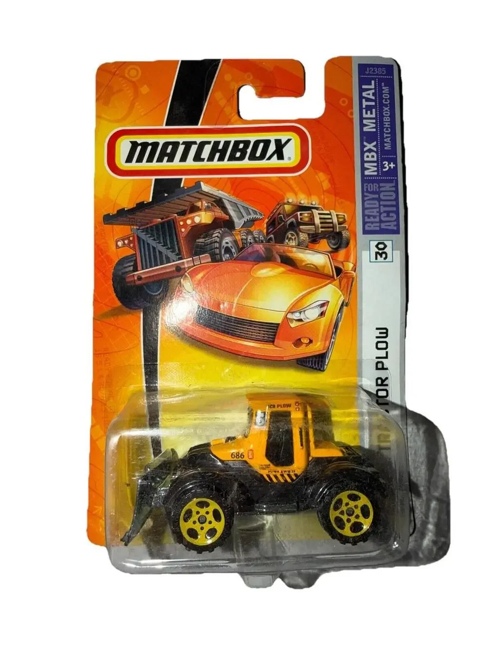 Matchbox 2006 MBX Metal #30 Tractor Plow Yellow & Black ICE PLOW